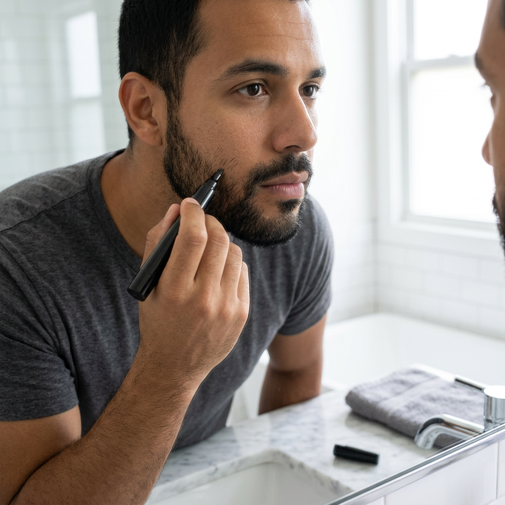 Aplicação da Beard Pen no contorno da barba